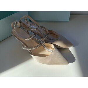 Bella Belle Courtney Heel - Champagne Silk - Pearl and Rhinestone - Size 8